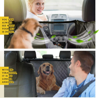 Premium Waterproof Dog Car Seat Cover for Back Seat with Mesh Window, Scratch-Resistant Anti-Slip Hammock Design