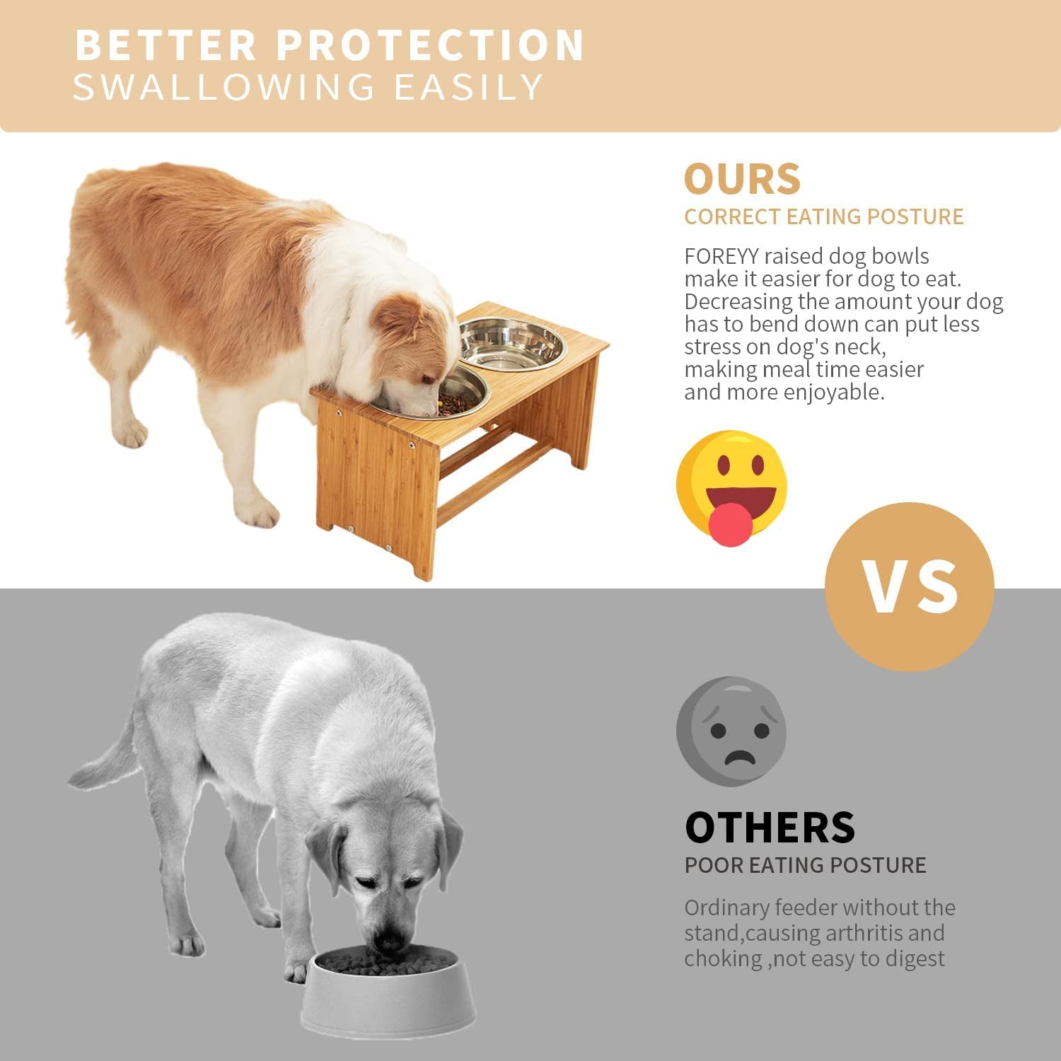 Elevated Bamboo Pet Feeding Station for Cats and Small Dogs with Two Stainless Steel Bowls and Anti-Slip Feet (4" Height, 20 Oz Capacity)