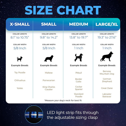 LED Dog Collar - Original USB Rechargeable and Waterproof Design - 1,000 Feet Visibility - Suitable for Small, Medium, and Large Dogs - USA Brand