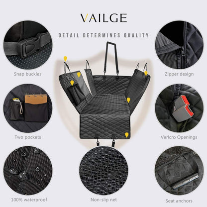 Premium Waterproof Dog Car Seat Cover for Back Seat with Mesh Window, Scratch-Resistant Anti-Slip Hammock Design