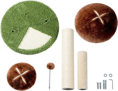 Mushroom-Shaped Cat Scratching Post with Interactive Toy Ball, Natural Sisal Design for Kittens and Small Cats
