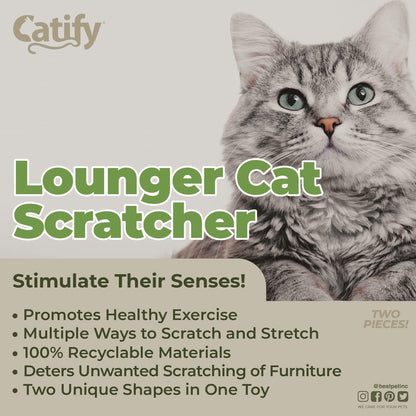 Catify Heavy-Duty Interactive Cat Scratcher and Lounger - Safe for Claws and Furniture, Supports Natural Behaviors