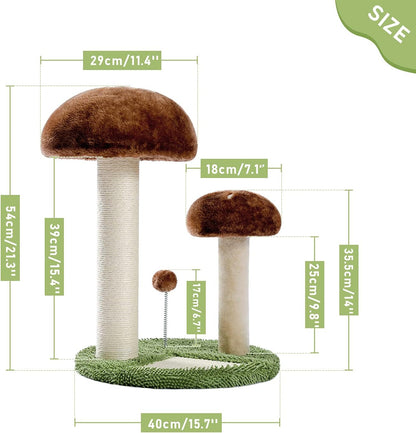 Mushroom-Shaped Cat Scratching Post with Interactive Toy Ball, Natural Sisal Design for Kittens and Small Cats