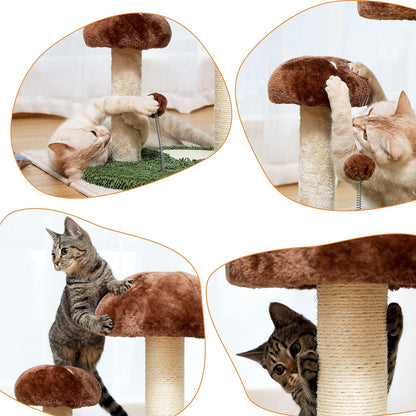Mushroom-Shaped Cat Scratching Post with Interactive Toy Ball, Natural Sisal Design for Kittens and Small Cats