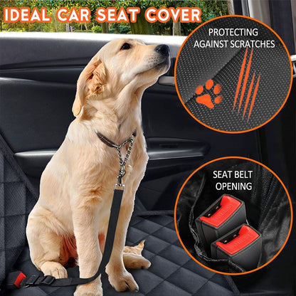 Premium Waterproof Dog Car Seat Cover - Non-Slip Back Seat Protector for Pets, Compatible with Most Cars, SUVs, and Trucks - Black