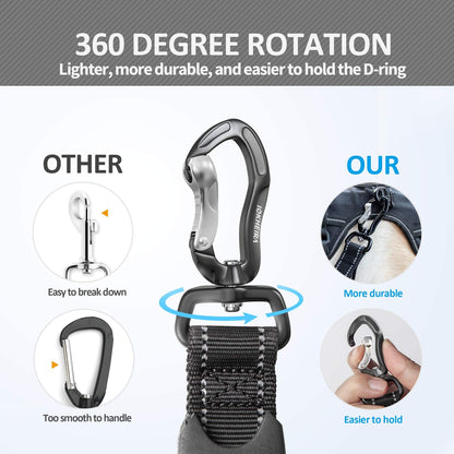 Heavy-Duty Multifunctional Tactical Dog Leash - 4-6 FT Adjustable Bungee Lead with Car Seatbelt and Shock Absorption for Large and Medium Dogs