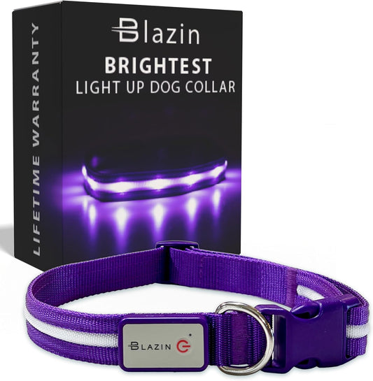 LED Dog Collar - Original USB Rechargeable and Waterproof Design - 1,000 Feet Visibility - Suitable for Small, Medium, and Large Dogs - USA Brand