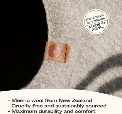 Premium Handmade Merino Wool Cat Cave - Large Indoor Felt Bed in Light Gray