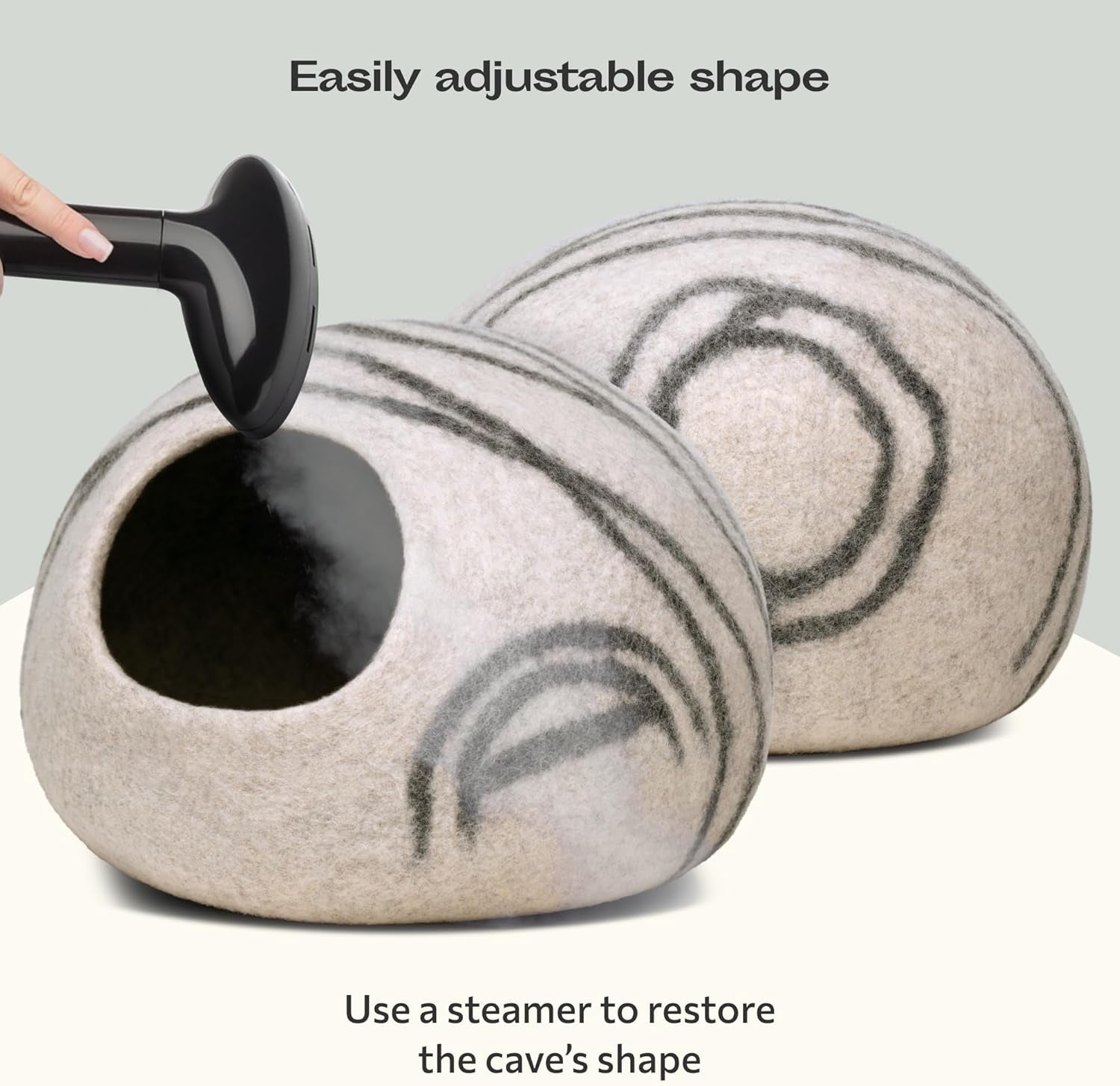 Premium Handmade Merino Wool Cat Cave - Large Indoor Felt Bed in Light Gray
