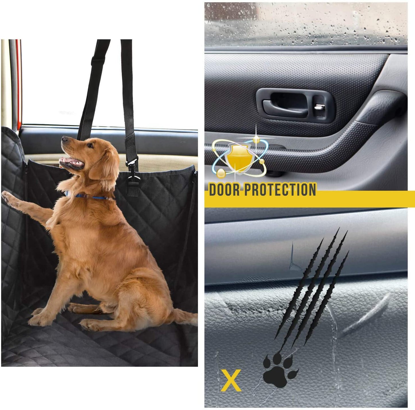 Premium Waterproof Dog Car Seat Cover for Back Seat with Mesh Window, Scratch-Resistant Anti-Slip Hammock Design
