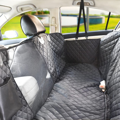Premium Waterproof Dog Car Seat Cover for Back Seat with Mesh Window, Scratch-Resistant Anti-Slip Hammock Design